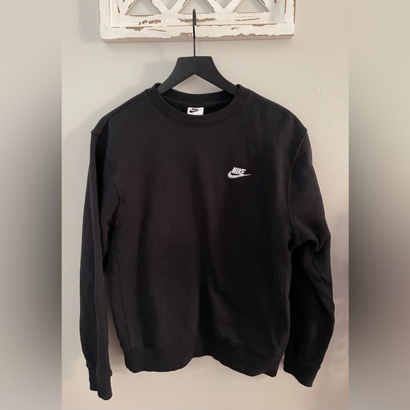 Nike Fleece Crewneck Sweatshirt In Black Size S - Picture 1 of 12